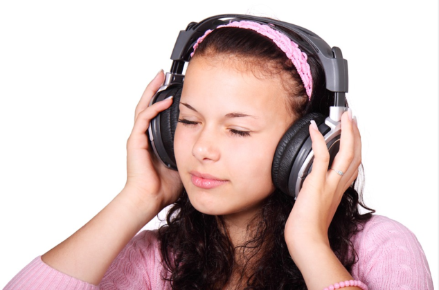 woman using headphone